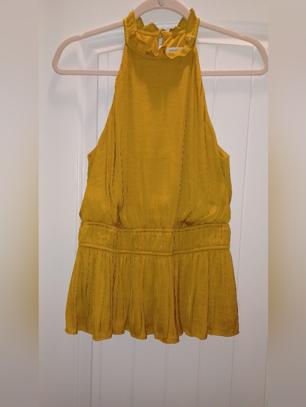 Nine West Sleeveless Mustard Yellow Halter Dress